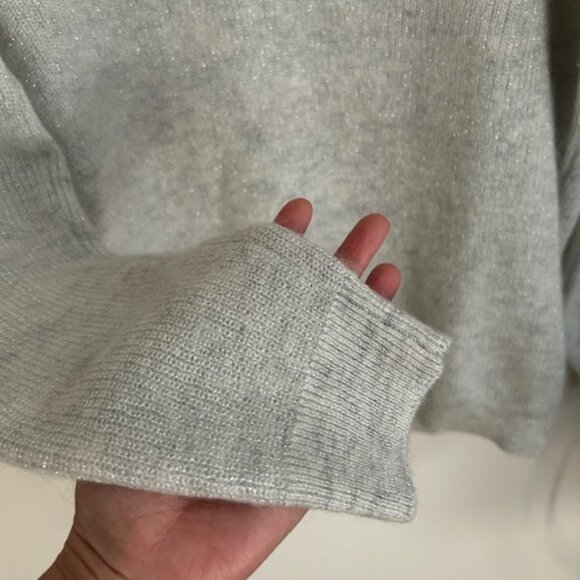 Brunello Cucinelli Gray Mohair Blend  V-Neck Sweater - Size Large - Picture 4 of 7